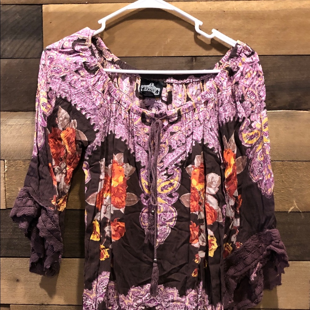 Angie Purple and Orange Bohemian Blouse